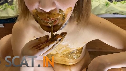 p00girl - Pooping blowjob with shit and smearing myself (FullHD 1080p)